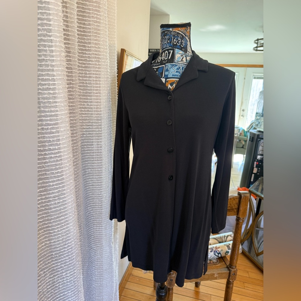 Apostrophe Petite Black Button-Front Long Sleeve Top or dress